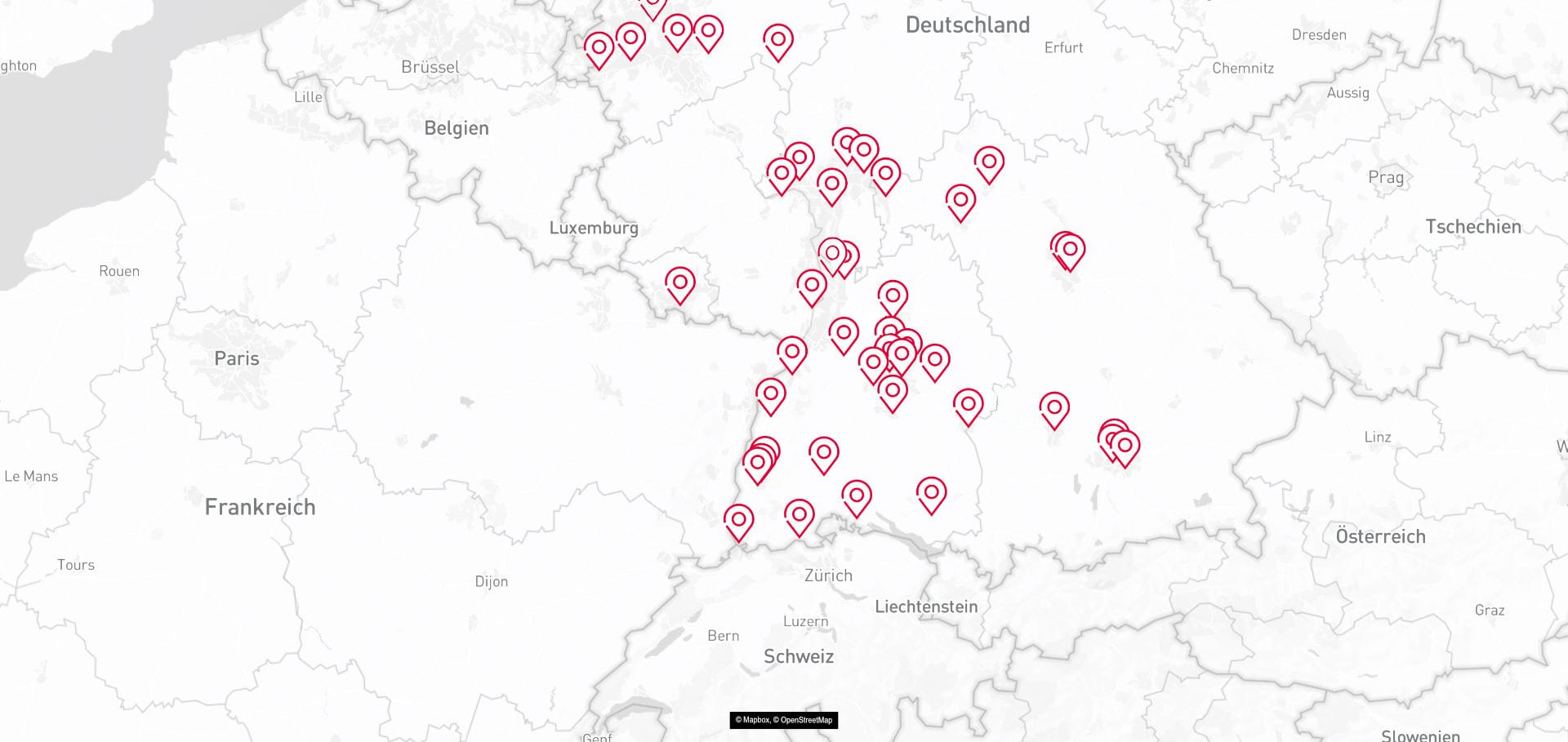Karte der PLANA Küchenstudios in Deutschland
