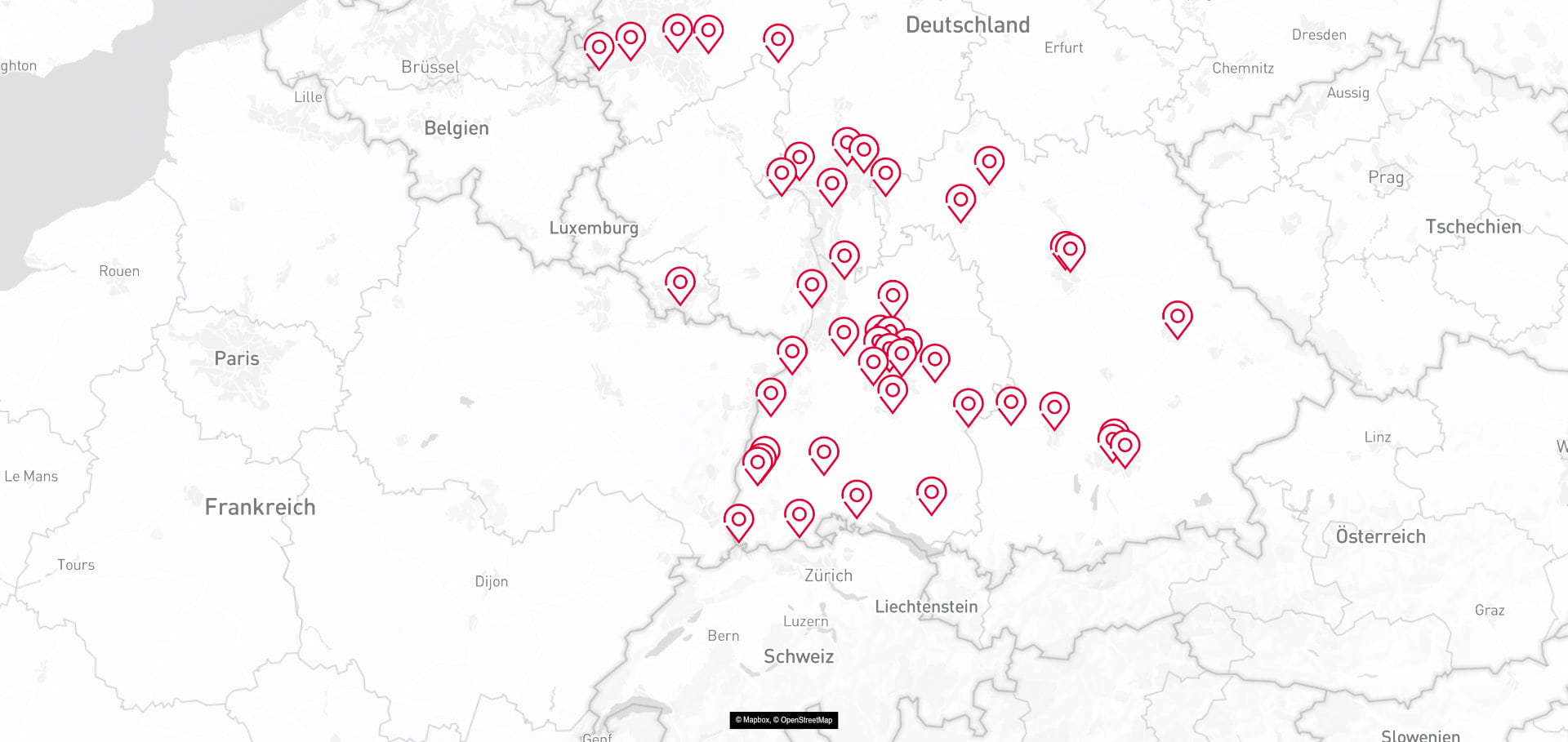 Karte der PLANA Küchenstudios in Deutschland