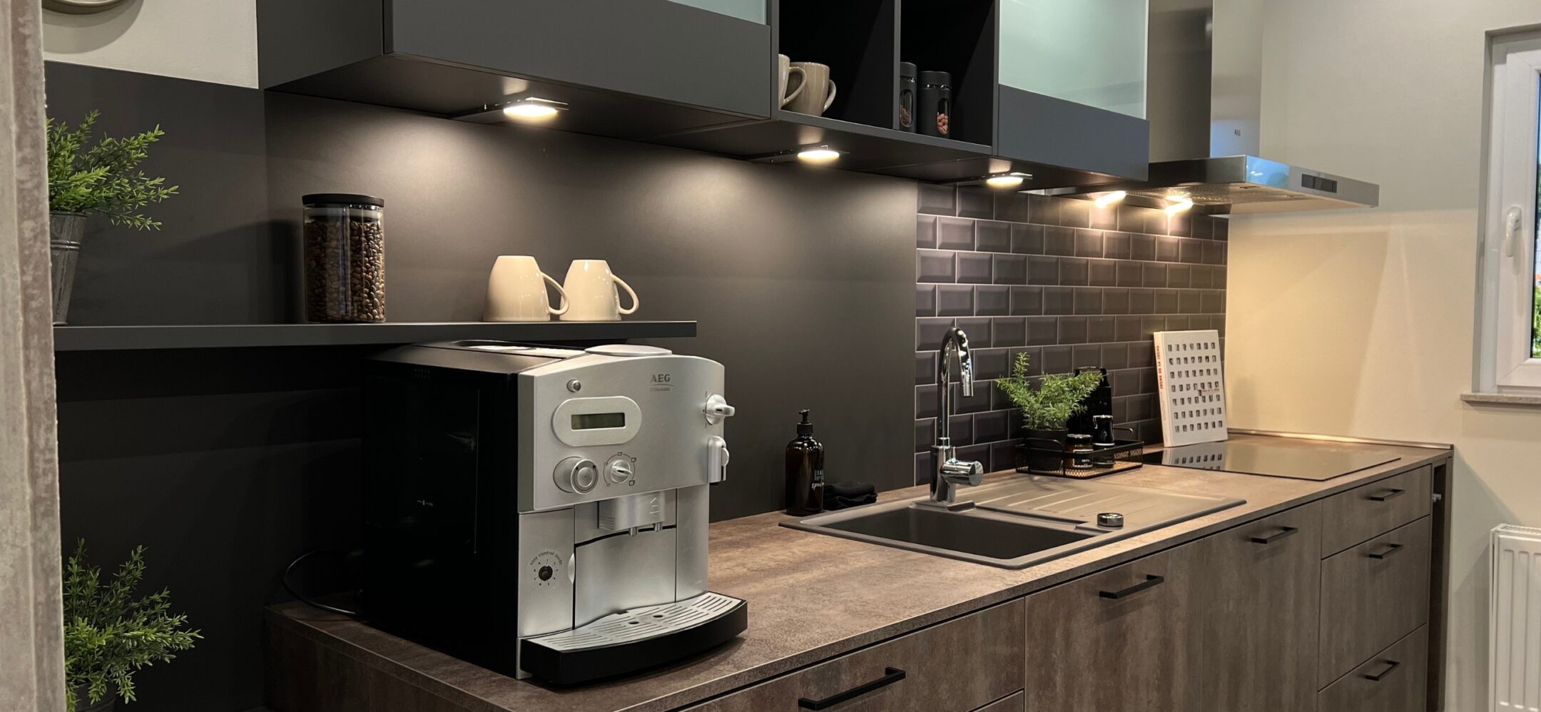 Kleine Küchenzeile mit hochwertigen Einbaugeräten