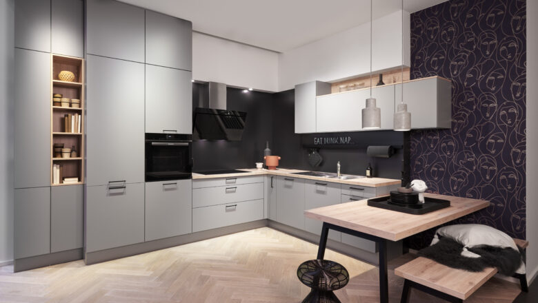 Klassische Küche in grau