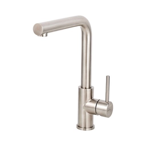 Caressi CABL003I Küchenarmatur in gebürstetem Edelstahl, L-Auslauf, Einhebelmischer.