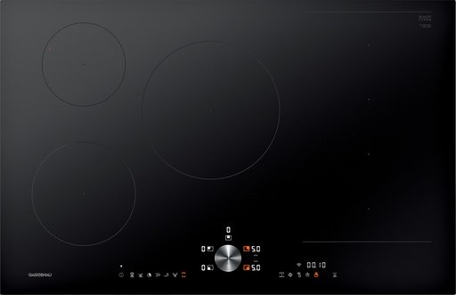 Großes Glaskeramikkochfeld von Gaggenau mit Bedienknopf in Silber