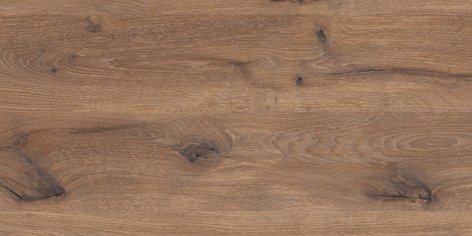 Detailaufnahme einer Küchenarbeitsplatte in Alpineiche Repro mit markanter Holzmaserung und Astlöchern.