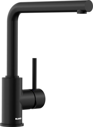 Moderne Blanco MILA Küchenarmatur in Schwarz matt mit hohem Auslauf und Einhebelmischer.