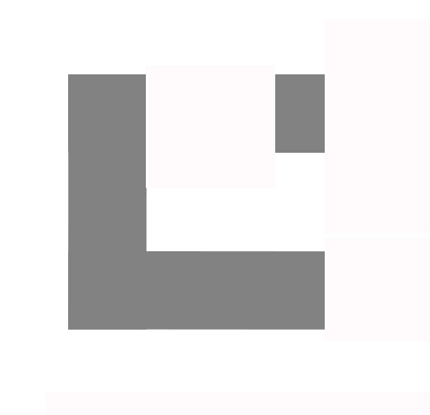 Grundriss-Skizze einer modernen L-Küche mit Insel