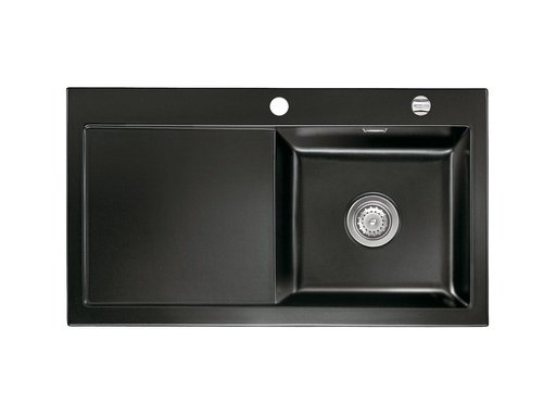 Schwarze Keramikspüle Systemceran Mera 90 von oben.