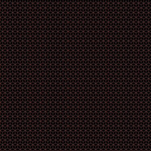 Nischenrückwand-Muster mit geometrischem Cube-Design auf schwarzem Grund in der Farbe Amarant.